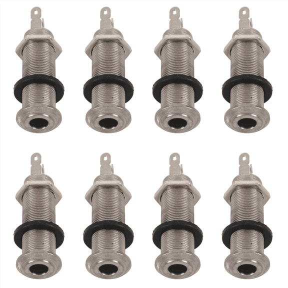 8X Electric Guitar Jack Chrome Threaded Cylinder Output Input Jack Plug Sockets 1/4 Inch for Electric Guitar,8 x jack socket,Silver