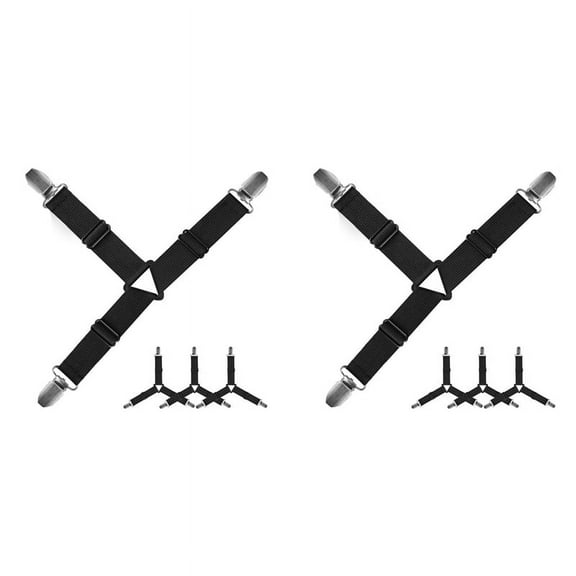 8X Grip Nonslip Bed Sheet Strap,Adjustable Elastic Fasteners with Iron Clips,Bedsheet Holder for Fitted Sheets