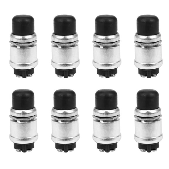8X Heavy Duty Waterproof Car Boat Horn Engine Momentary Switch Push Button,8 x Horn Button Push Switch,Silver