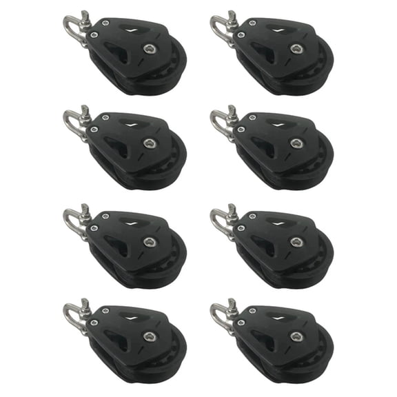 8X High Load Sheave Block Universal-Head Single Pulley Swivel Shackle Sailboat Plain Bearing Block Rope Runner