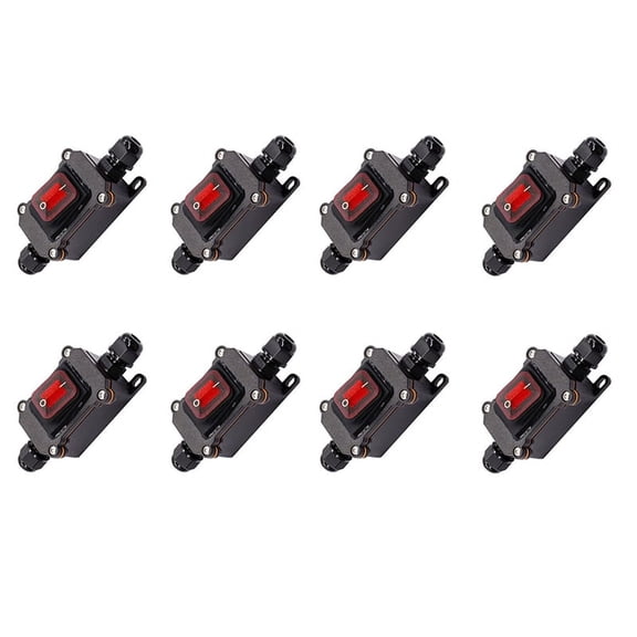 8X IP67 Waterproof Inline Switch 12V DC 20A High Current Power Waterproof Switch