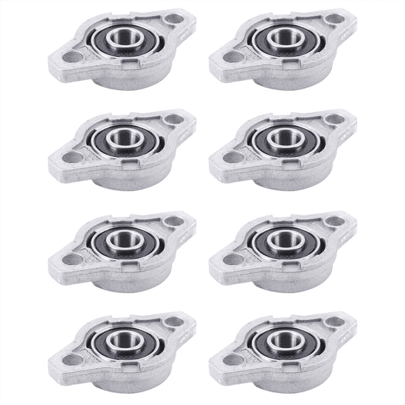 8X KFL000 Bore Inner 10mm Flange Ball Mounted Pillow Block Bearings,8 x Pillow Block Bearing,Silver