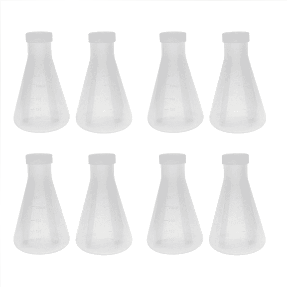 8X Laboratory Graduated Plastic Conical Flask, Measurable, Smooth Thick Wall, Two Bottles of 250Ml