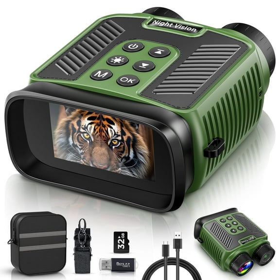 LAKWAR 8X Night Vision Binoculars for Total Darkness with 32G TF Card Infrared Digital Night Vision Binocular with Large Viewing Screen Hunting Binoculars for Day and Night