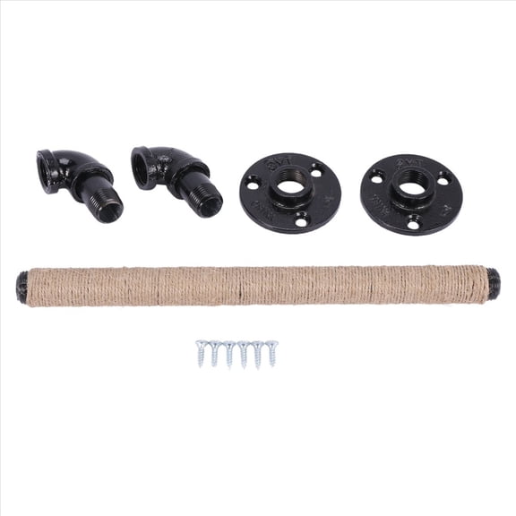 8X Pipe Furniture Handle Barn Sliding Wooden Door Handles Black Antique Vintage European Wrought Iron Rope Handle,8 x Door handle 48 x Screw,black