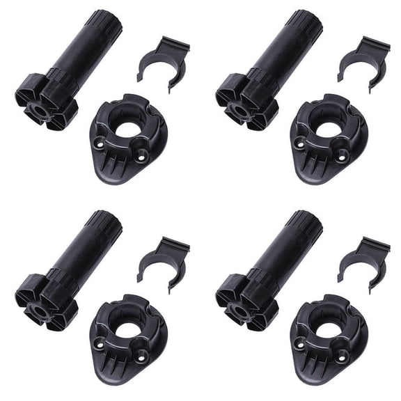 8X Plastic Adjustable Height Kitchen Cupboard Plinth Foot Leg Pair Black