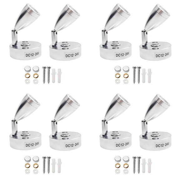 8X RV LED Spot Reading Lamps, 12V Interior Spotlight Contact Switch with USB Interface for Caravan, Boat, Motorhome Warm