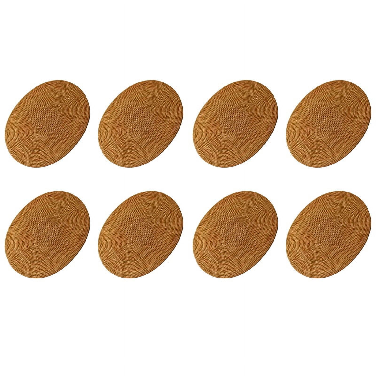 8X Rattan Woven Placemats Oval Round Table Mats Non Heat Resistant Place Mat Natural Multipurpose Placemat 30X40cm