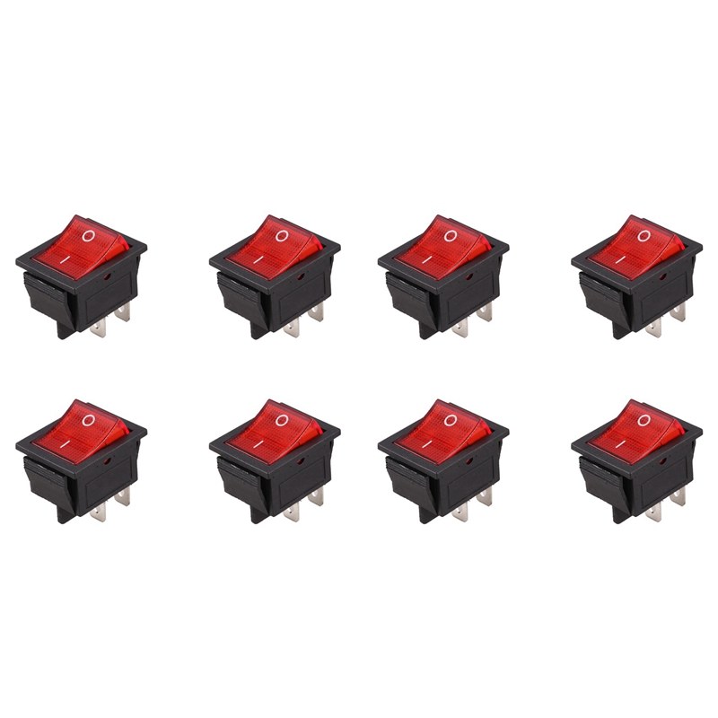 CBLSF Red Light 4-Pin DPST Snap-In Rocker Switch – 20A/125V AC, 16A/250V AC