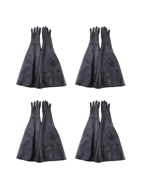 8X Rubber Black Sandblaster Gloves Stripe Abrasive Sand Blasting Gloves for Blasting Cabinet 65x30cm