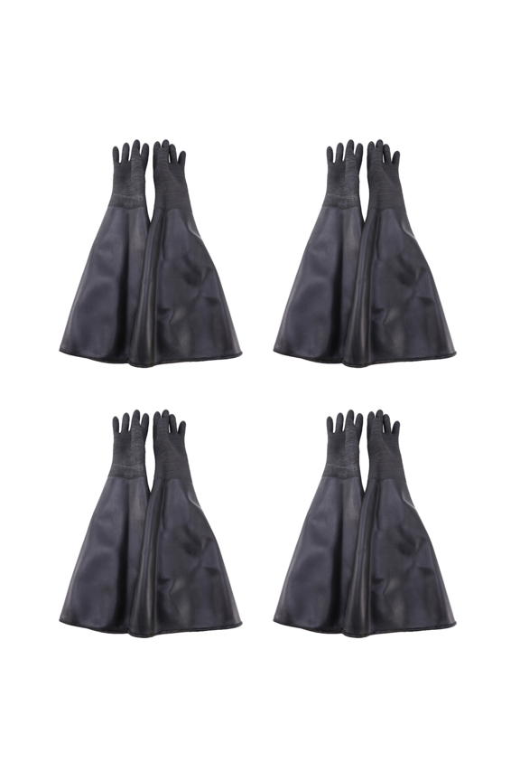 8X Rubber Black Sandblaster Gloves Stripe Abrasive Sand Blasting Gloves for Blasting Cabinet 65x30cm