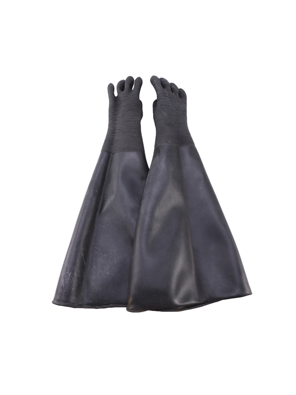 NEW Rubber Black Sandblaster Gloves Stripe Abrasive Sand Blasting for Cabinet 65x30cm
