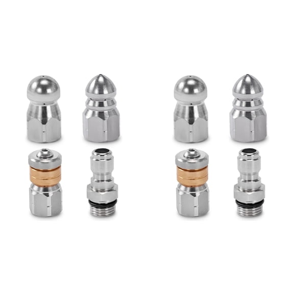 8X Sewer Jetter Nozzle for Pressure Washer,Drain Cleaning Tips,Rotating Button Nose with 1/4 Inch Quick Connect,5000PSI