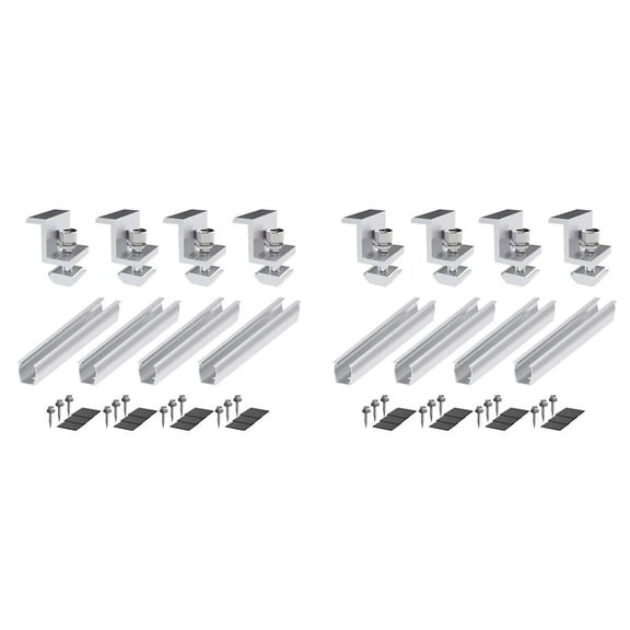8X Solar Panel Bracket Photovoltaic Panel Rail Solar Panel Mount Fastening Module with Mid for Trapezoidal Roof 30mm