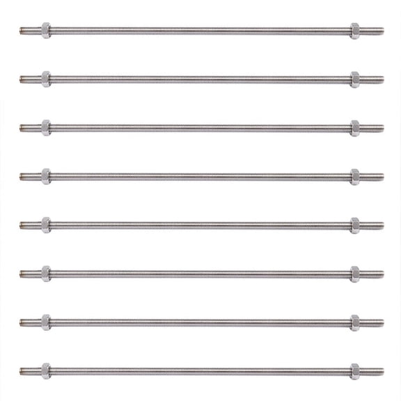 8X Stainless Steel Thread Bar Stock Rod Silver Tone 320mm x M8