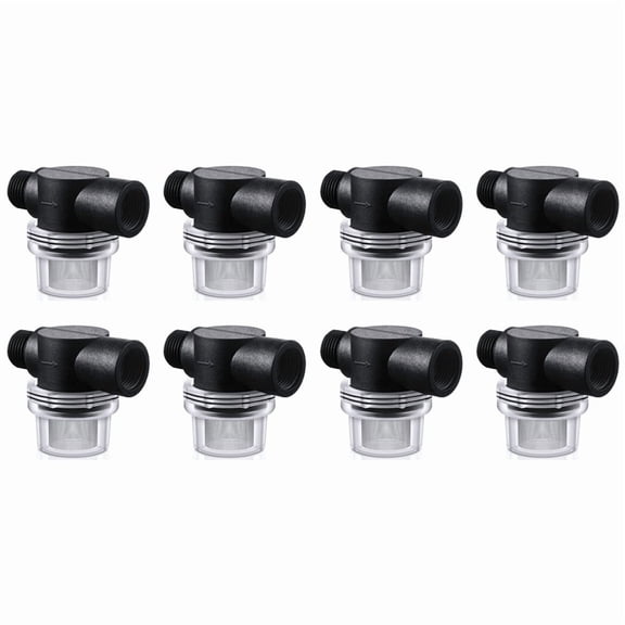8X Water Pump Strainer Filter, RV Replacement 1/2 Inch Twist-on Pipe Strainer Compatible with or Pumps,8 x Water Pump Strainer Filter,Black