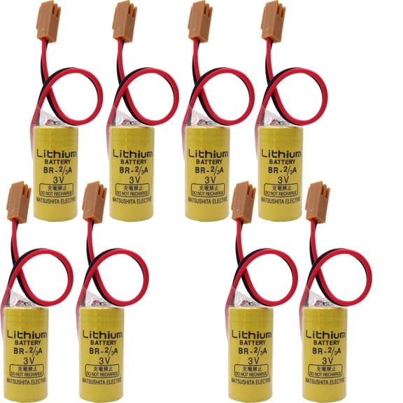 8X br-2/3a 3v Lithium Battery with Brown Plug for A98L-0031-0006 System Battery,Industrial Backup Replacement br17335