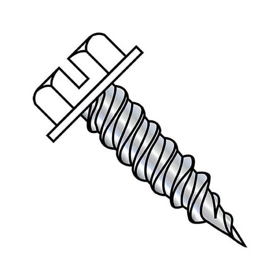 8X1 1/2 Slotted Ind Hex Washer 1/4" Across Flat Full Thread Self Piercing Zinc & White Painted Heads (Pack Qty 5,000) BC-0824PSWWH