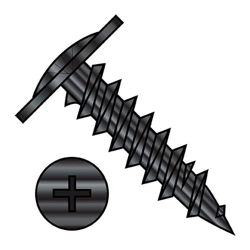 8X1 5/8 Phillips Modified Truss Head Fine Thread Drywall Screw Fully Threaded Black Oxide (Pack Qty 3,000) BC-0826YPMB