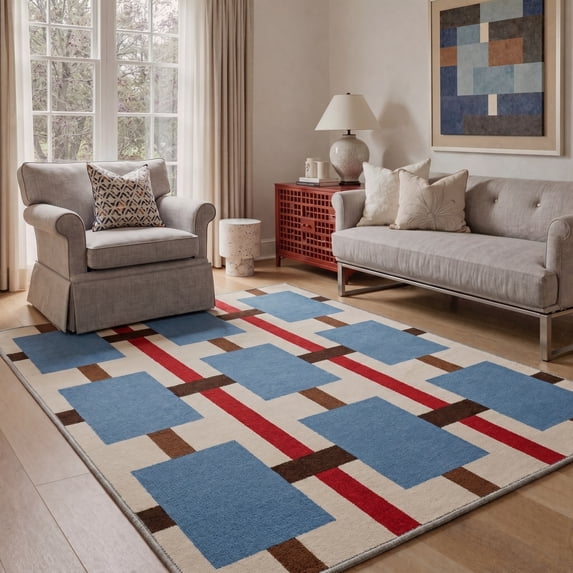 8X10 Area Rugs Machine Washable Rugs for Living Room, Non Slip Throw Rug with Rubber Backing, Rug for Entryway、Bedroom、Kitchen、Floor and Dining Room