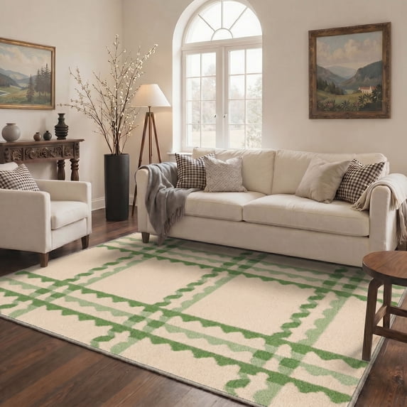 8X10 Area Rugs Machine Washable Rugs for Living Room, Non Slip Throw Rug with Rubber Backing, Rug for Entryway、Bedroom、Kitchen、Floor and Dining Room