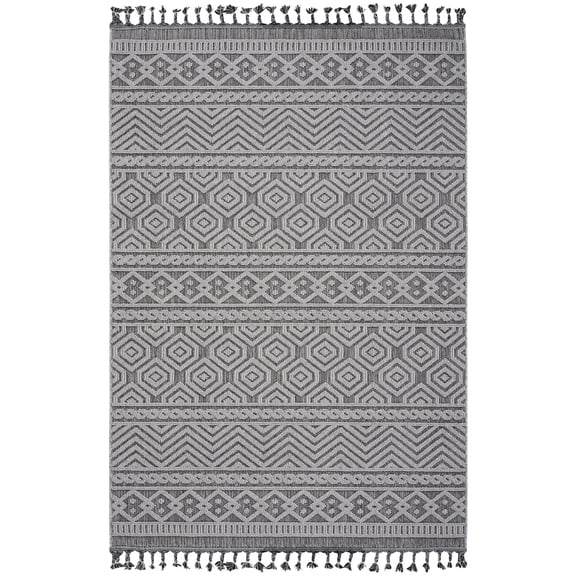 8X10 Grey/White, Stain Resistant, Medium Pile Rug - Appropriate for Living Room and High-Traffic Zones