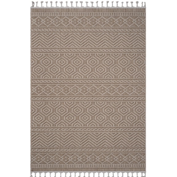 8X10 Mocha Outdoor Rug, Synthetic Fibers / Resistant to Stains and Wear