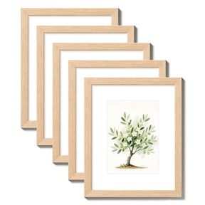DQQKMM 8x10 Picture Frame for Wall Display,Natural Solid Wooden Picture Frames,Display 5x7 with Mat or 8x10 Without Mat,Wall Gallery Photo Frames for Vertical or Horizontal,Classic Collection