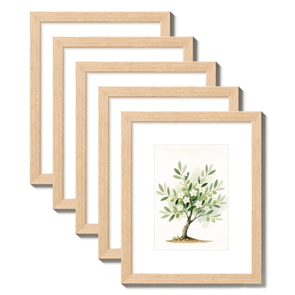 DQQKMM 8x10 Picture Frame for Wall Display,Natural Solid Wooden Picture Frames,Display 5x7 with Mat or 8x10 Without Mat,Wall Gallery Photo Frames for Vertical or Horizontal,Classic Collection