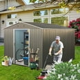 thumbnail image 1 of CarButler 8x10ft Metal Outdoor Storage Shed with Lockable Sliding Doors for Garden Backyard Patio Gray, 1 of 7