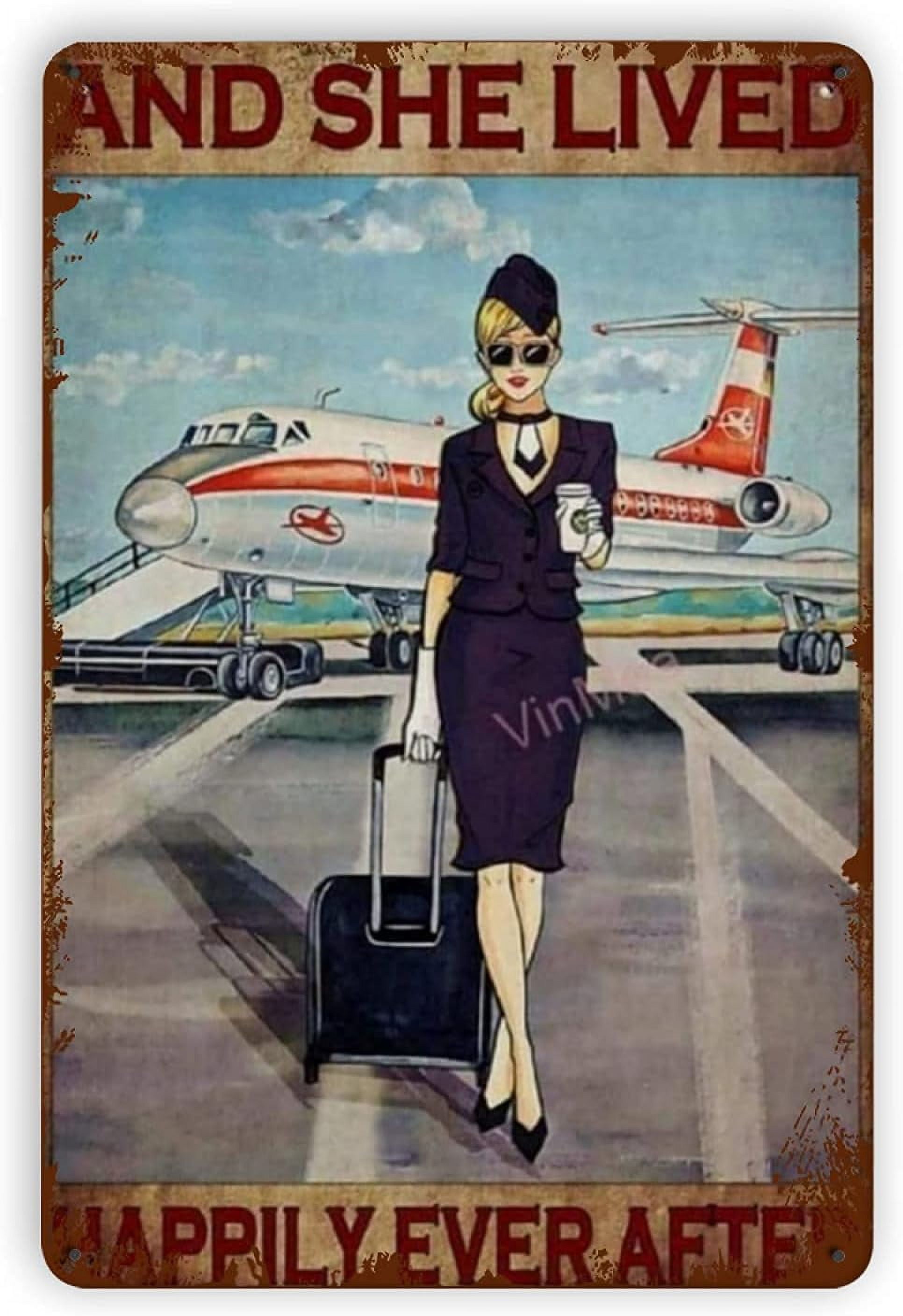 8X12 Inch Flight Attendant Metal Tin Reproduction Vintage Wall Decor