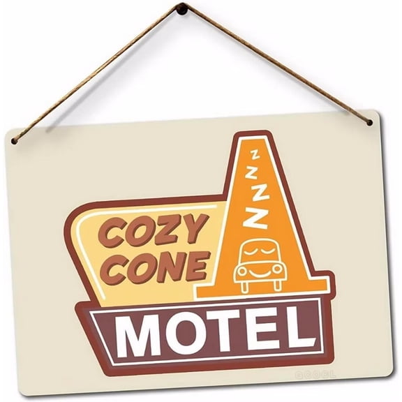 8X12 Inches Cozy Cone Motel Twine - Metal Wall Sign Plaque Art Inspirational