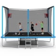 thumbnail image 1 of 8 ×12FT Large Trampoline for Kids and Adults, SHINPT Outdoor trampoline with 2 Basketball Hoops, Big Trampoline with 360° Safety Net, Kids Trampoline Outdoor with Football Net with 1600LBS Capacity, 1 of 8