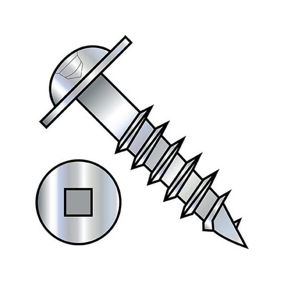8X3 1/2 Square Recess Round Washer Head Deep Thread Wood Screw 2/3 Thread Zinc (Pack Qty 1,300) BC-0856DQRWD