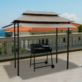 thumbnail image 1 of 8X4Ft Grill Gazebo, Metal Gazebo Soft Top Canopy with Steel Frame, Hook and Bar Counters, Mushroom, 1 of 7