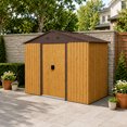 thumbnail image 1 of CarButler 8x4ft Metal Outdoor Storage Shed with Lockable Sliding Doors for Garden Backyard Patio Lawn Coffee, 1 of 7