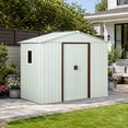 thumbnail image 1 of CarButler 8x4ft Metal Outdoor Storage Shed with Window and Lockable Sliding Doors for Garden Backyard Patio Lawn White, 1 of 8