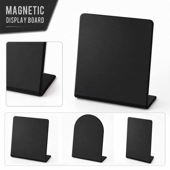 8X5 Inch Magnetic Display Board, Magnetic Sign Holder, Acrylic Display Stand, Sign Holder Stand, Card Display Stand, Desktop L-Shaped Display Board Kit with 10 Colorful Magnetic