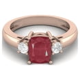 thumbnail image 1 of Mooneye 8X6 Cushion Shape Ruby Three Stone 925 Sterling Silver Rose Vermeil Women Engagement Ring, 1 of 3