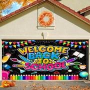 8X6 ft Back to School Garage Door Decorations Background First Day of School Photo Backdrop Welcome Back to School School Classroom Decorations Supplies Kids Party Indoor Outdoor Decor Banner Cover