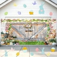 thumbnail image 1 of 8X6 ft Spring Happy Easter Bunny Egg Garage Door Decorations, Colorful Barn door photography Decor Garage Door Banner Cover, Easter indoor outdoor background Photography party decor, 1 of 5