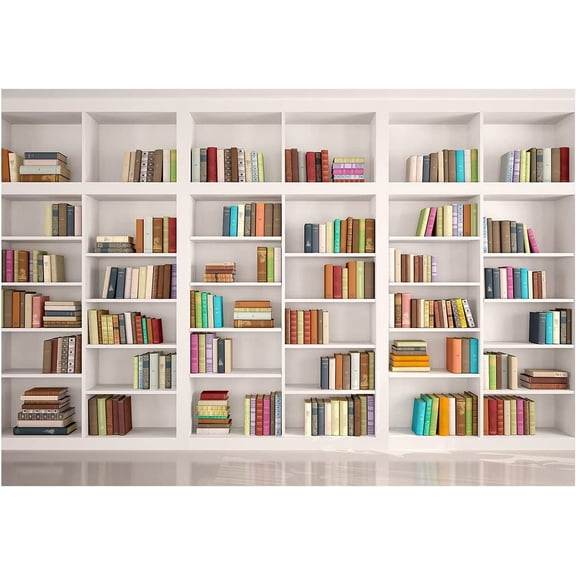 8X6FT Office Bookshelf Backdrop for Video Conference with Window Background Screen for Children Photography Studio Holiday Party YY-1006
