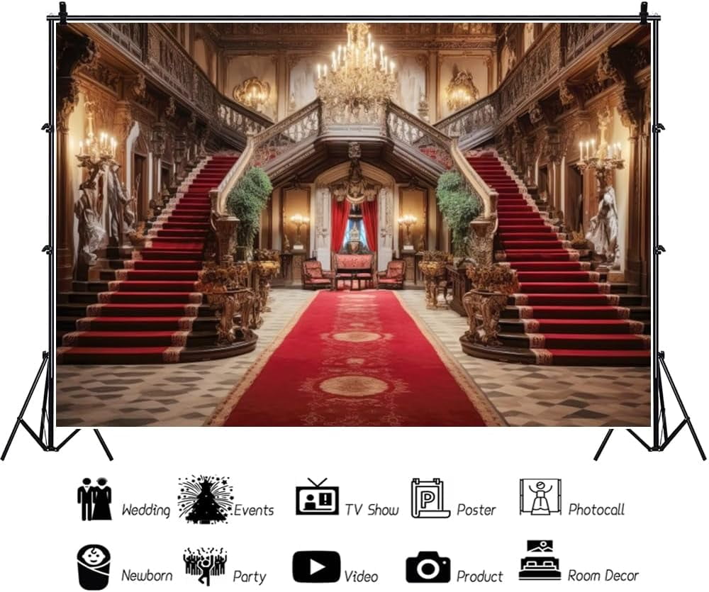 8X6Ft Elegant Hall Backdrop Vintage European Interior Architecture ...