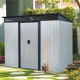 thumbnail image 1 of CarButler 8x6ft Metal Outdoor Storage Shed with Transparent Plate and Lockable Sliding Doors for Garden Backyard Patio White, 1 of 7