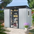 thumbnail image 1 of CarButler 8x6ft Metal Outdoor Storage Shed with Window and Transparent Plate, Lockable Sliding Doors for Garden Backyard Patio White, 1 of 7