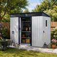 thumbnail image 1 of CarButler 8x6ft Metal Outdoor Storage Shed with Window and Transparent Plate, Lockable Sliding Doors for Garden Backyard Patio White, 1 of 7
