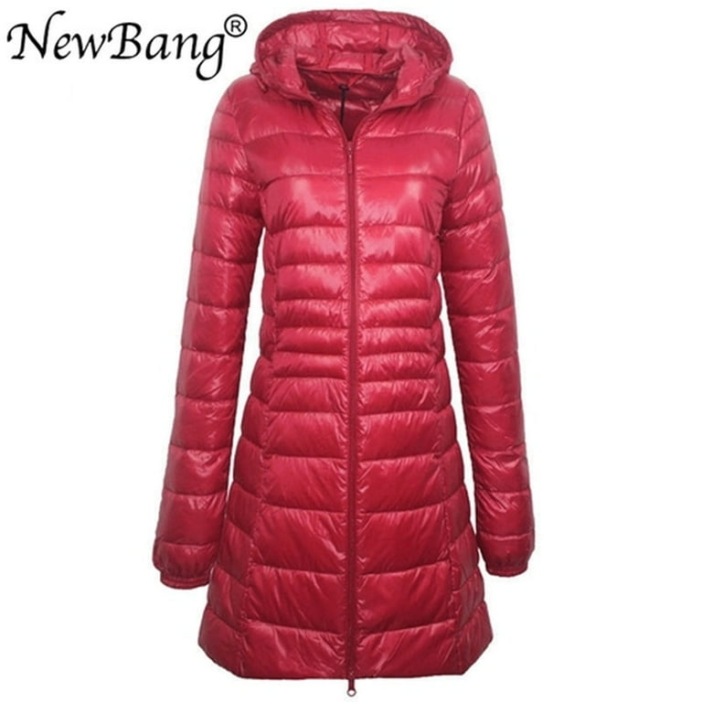 8XL Ladies Long Warm down Coat with Portable Storage Bag Women