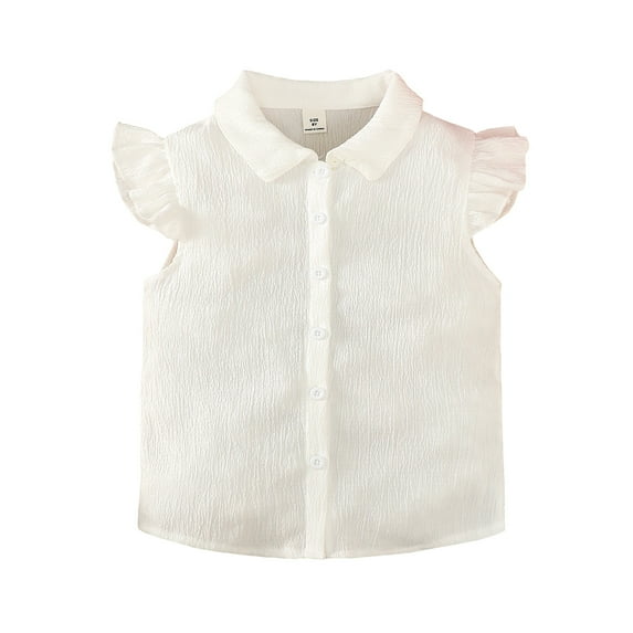 8Y Big Girls Clothes 8Y Girls Sleeveless T-shirt Tops Solid Color Big Girls Summer T-shirt Tops White