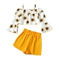 thumbnail image 1 of 8Y Big Girls Clothes Big Girls Outfits 9 Years Big Girls Half-Sleeve Suspender Floral Top Shorts 2PCS Girls Summer Clothing Set White, 1 of 7