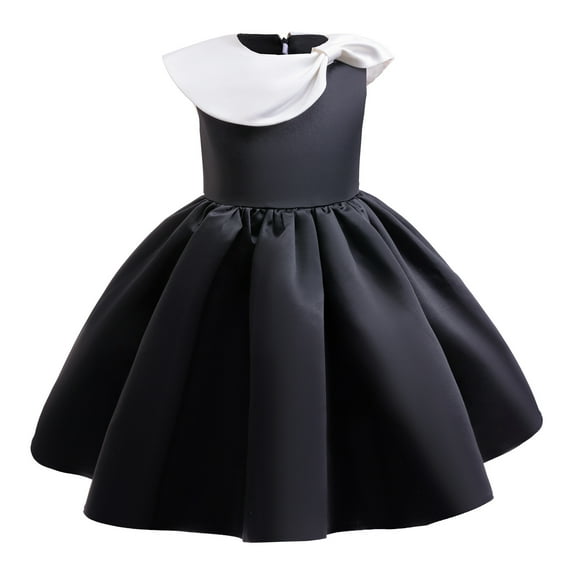 8Y Big Girls Dress Big Girls Princess Dress Solid Color Party Dress 9Y Girls Sleeveless Dress Black